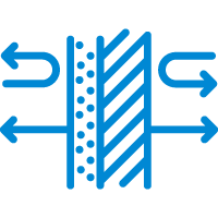 Een afbeelding die het concept van optimale thermische prestaties benadrukt, met pijlen die een efficiënte energiestroom aangeven en een gestileerde voorstelling van warmte of thermische energie.