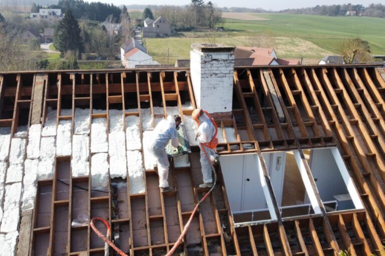 Het ISEO PROJECTION team isoleert het dak van een huis van buitenaf.