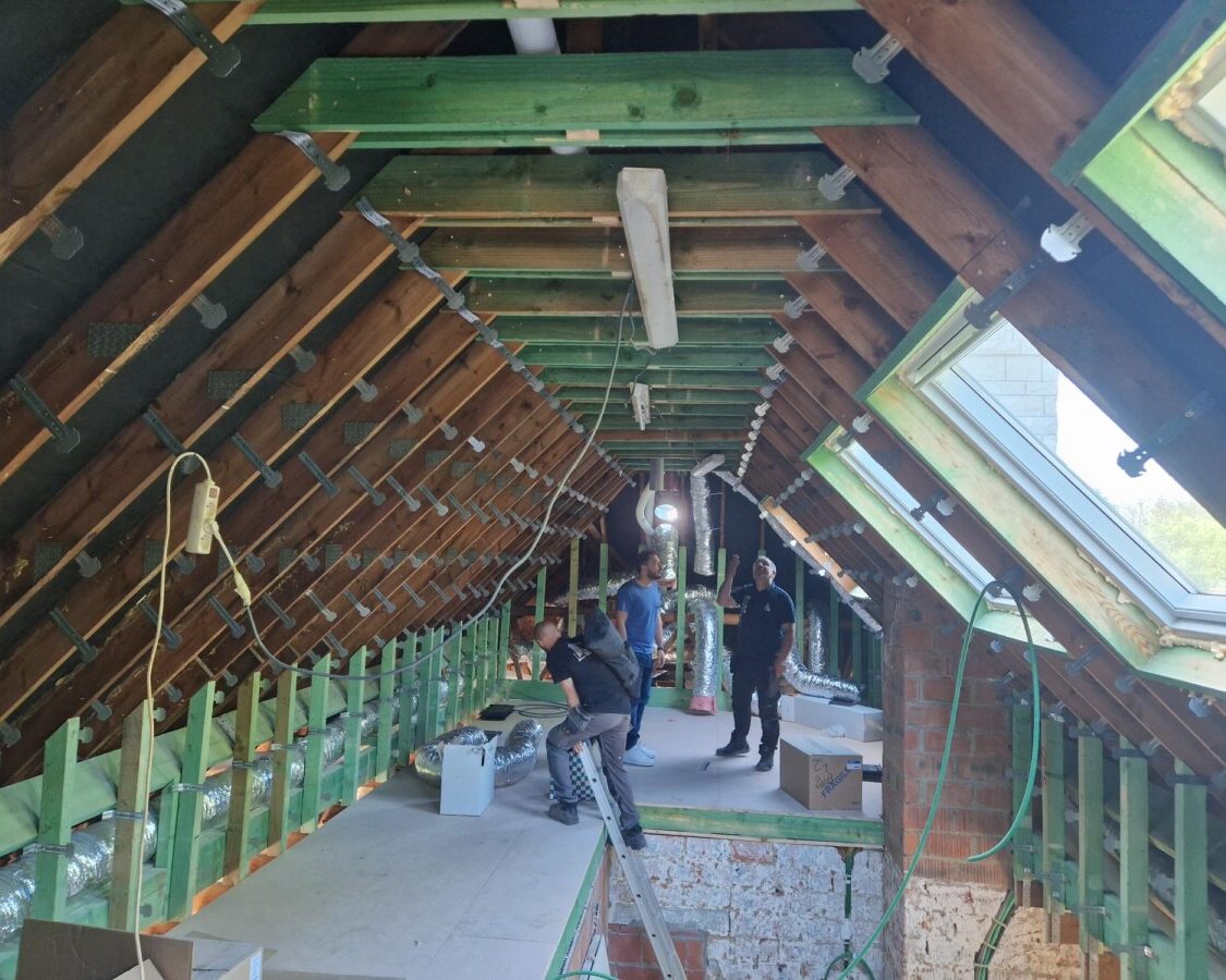 Chantier isolation toiture à Wemmel